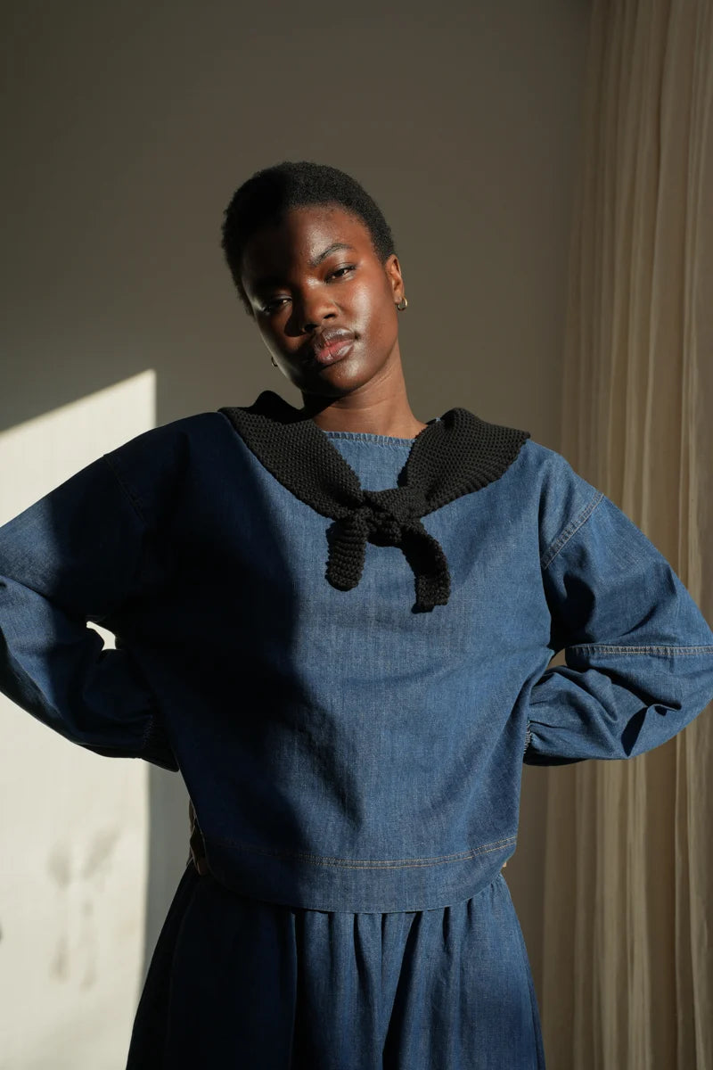 Organic Cotton Knit Scarf | Black