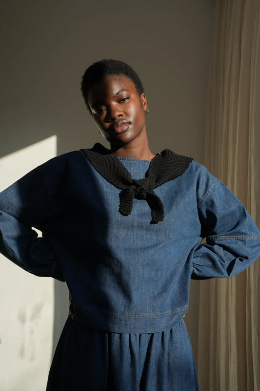 Organic Cotton Knit Scarf | Black