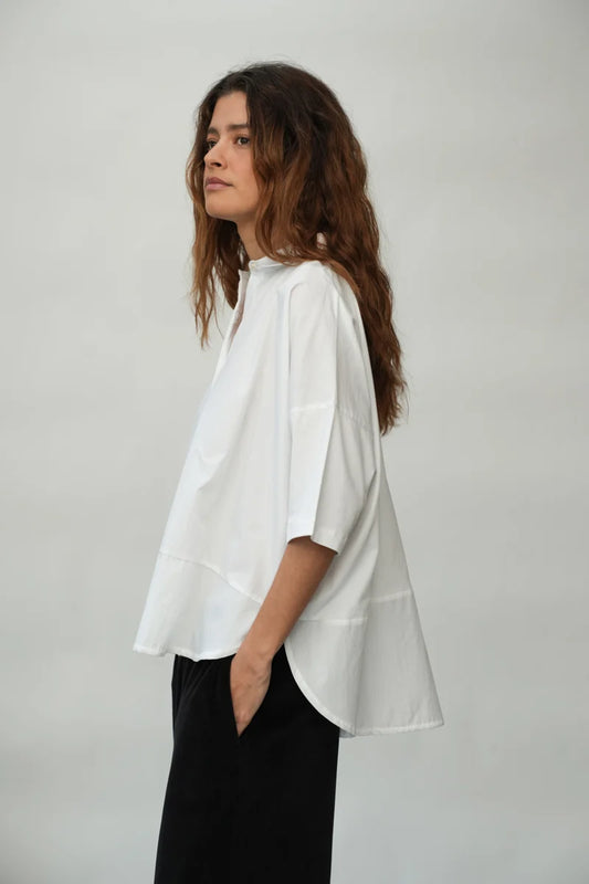 Organic Cotton Poplin Jersey Shirt | White