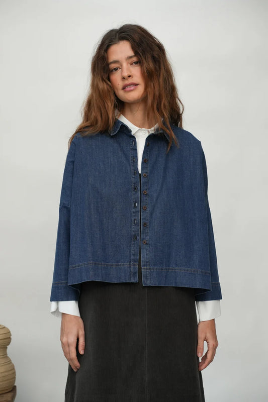Organic Cotton Denim Shirt | Mid blue