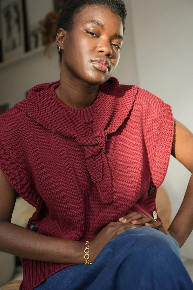 Organic Cotton Knit Scarf | Bordeaux