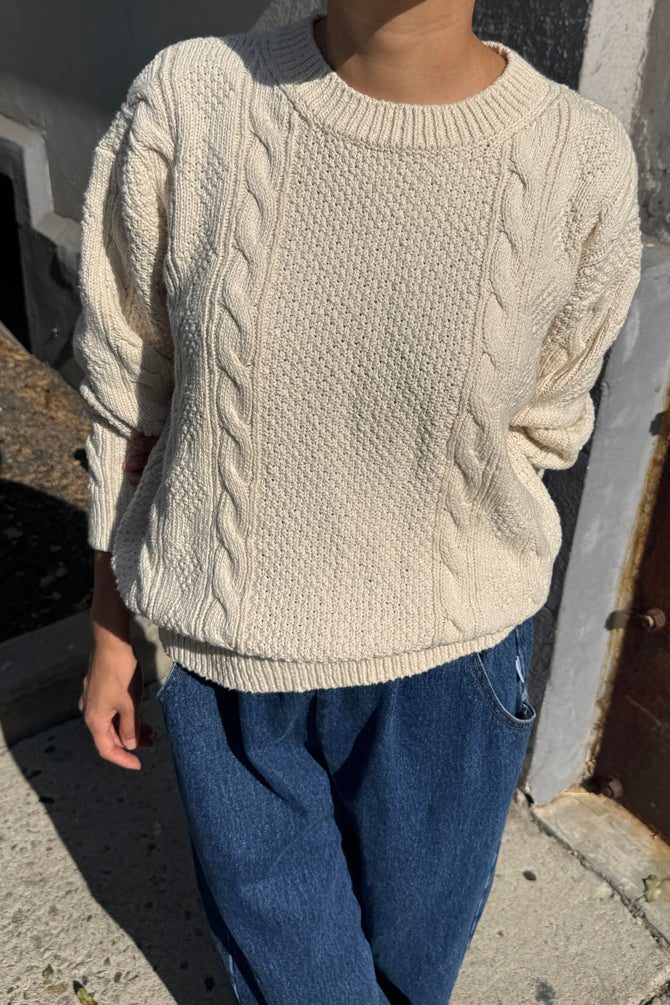 Cotton Fisherman Sweater | Naturel