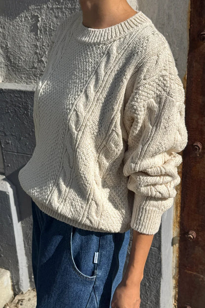 Cotton Fisherman Sweater | Naturel