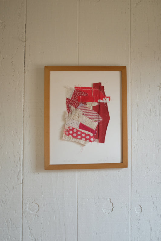 Reclaimed Textiles Original Art - Crimson Stitch