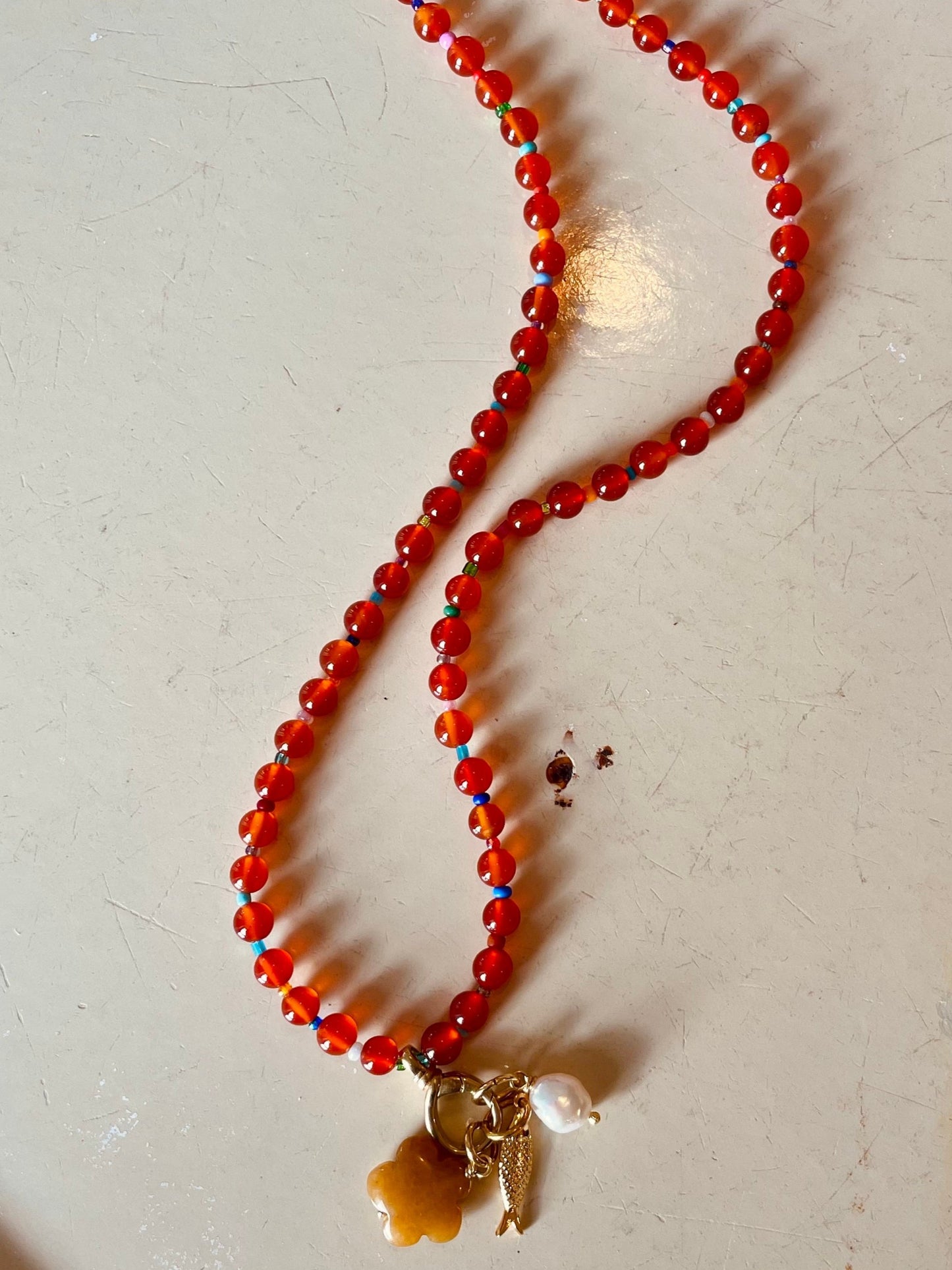 Beaded Charm Keeper Necklace