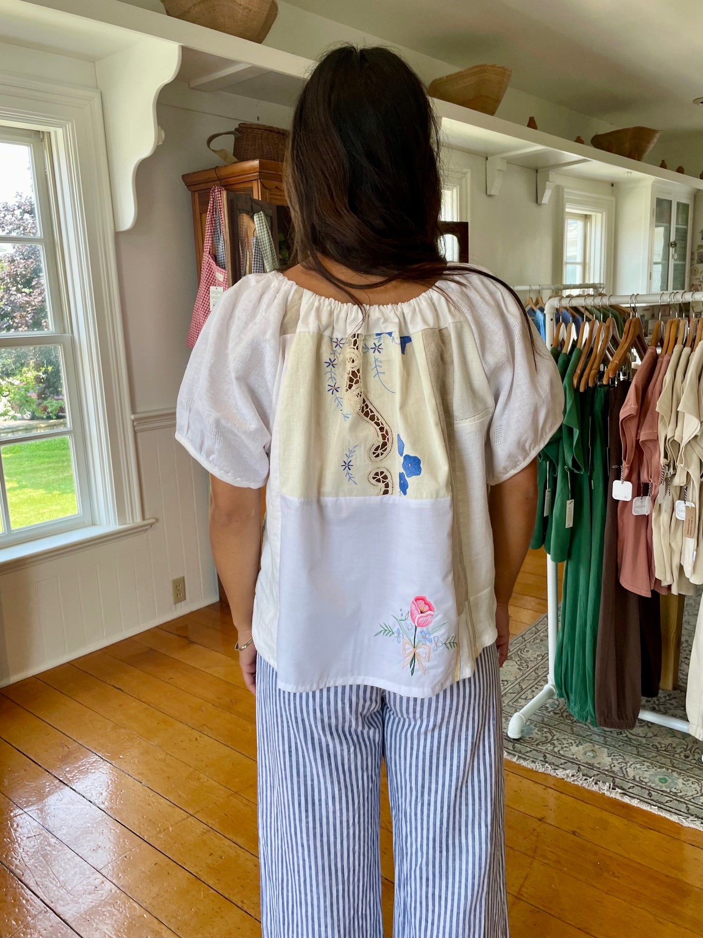 Linen Patchwork Top - Pink Floral