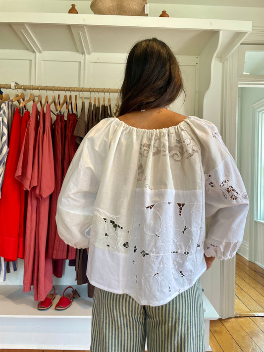 Linen Patchwork Top - Antique Gold