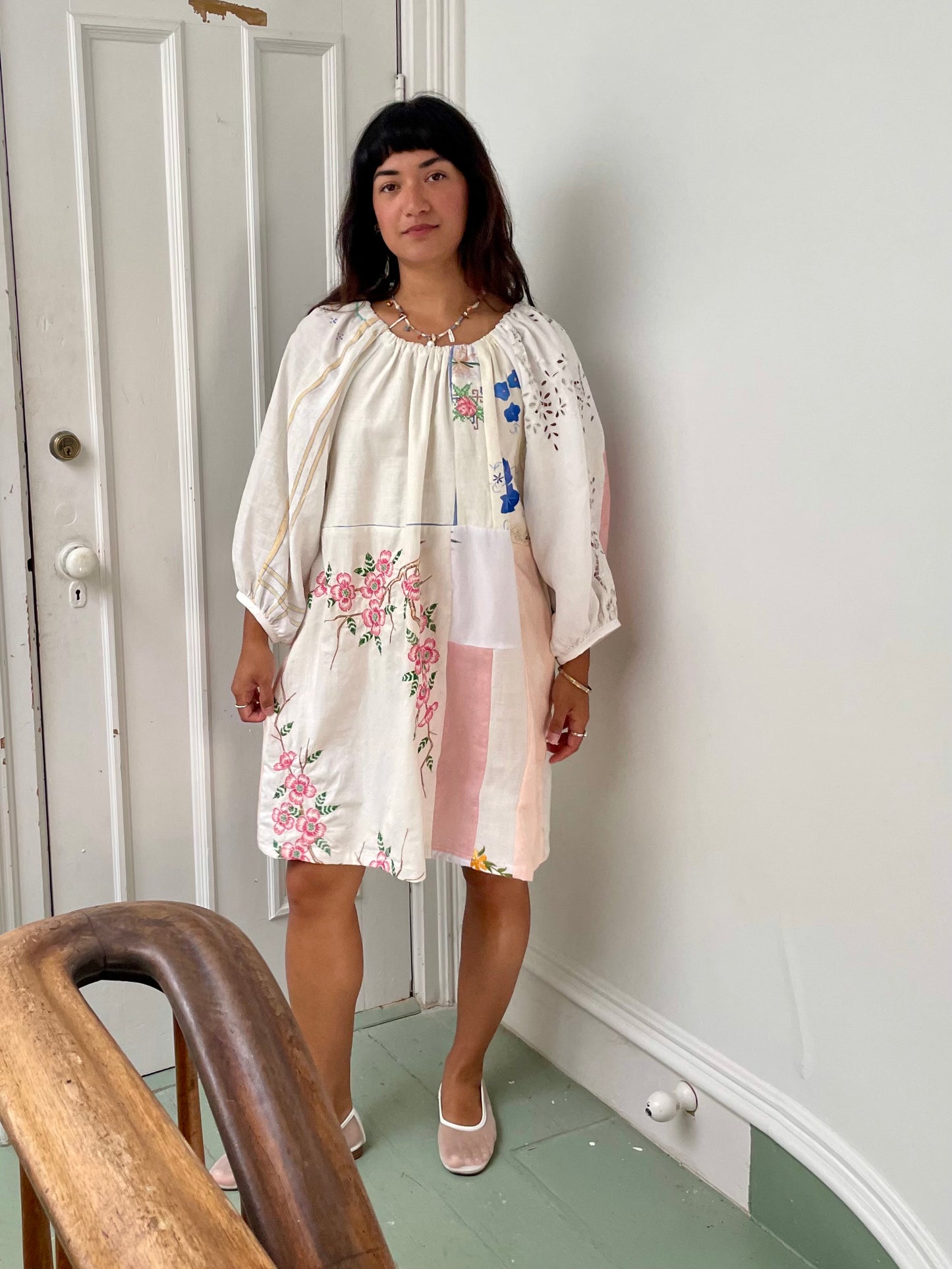 Linen Patchwork Dress - Dogwood