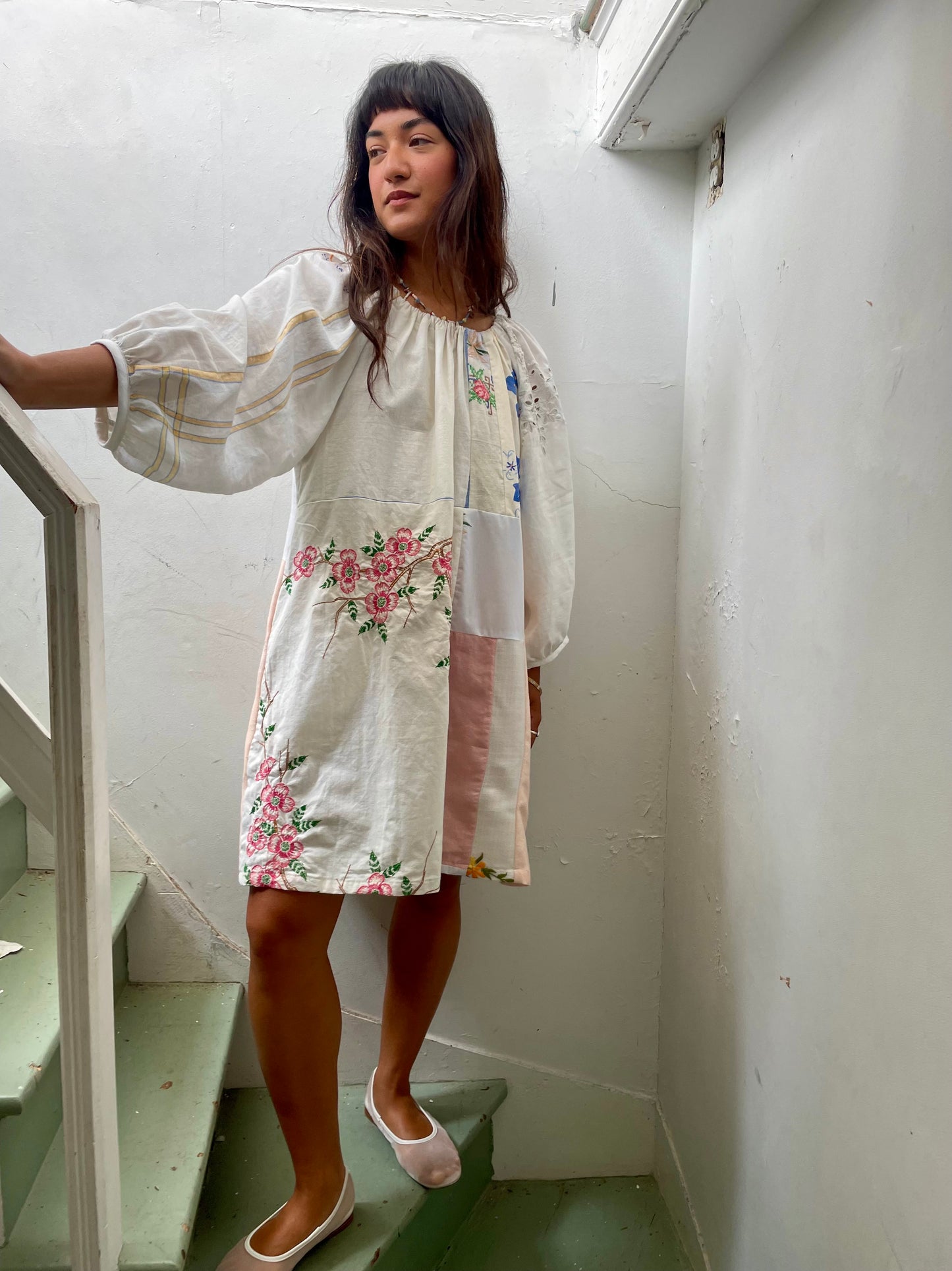 Linen Patchwork Dress - Dogwood