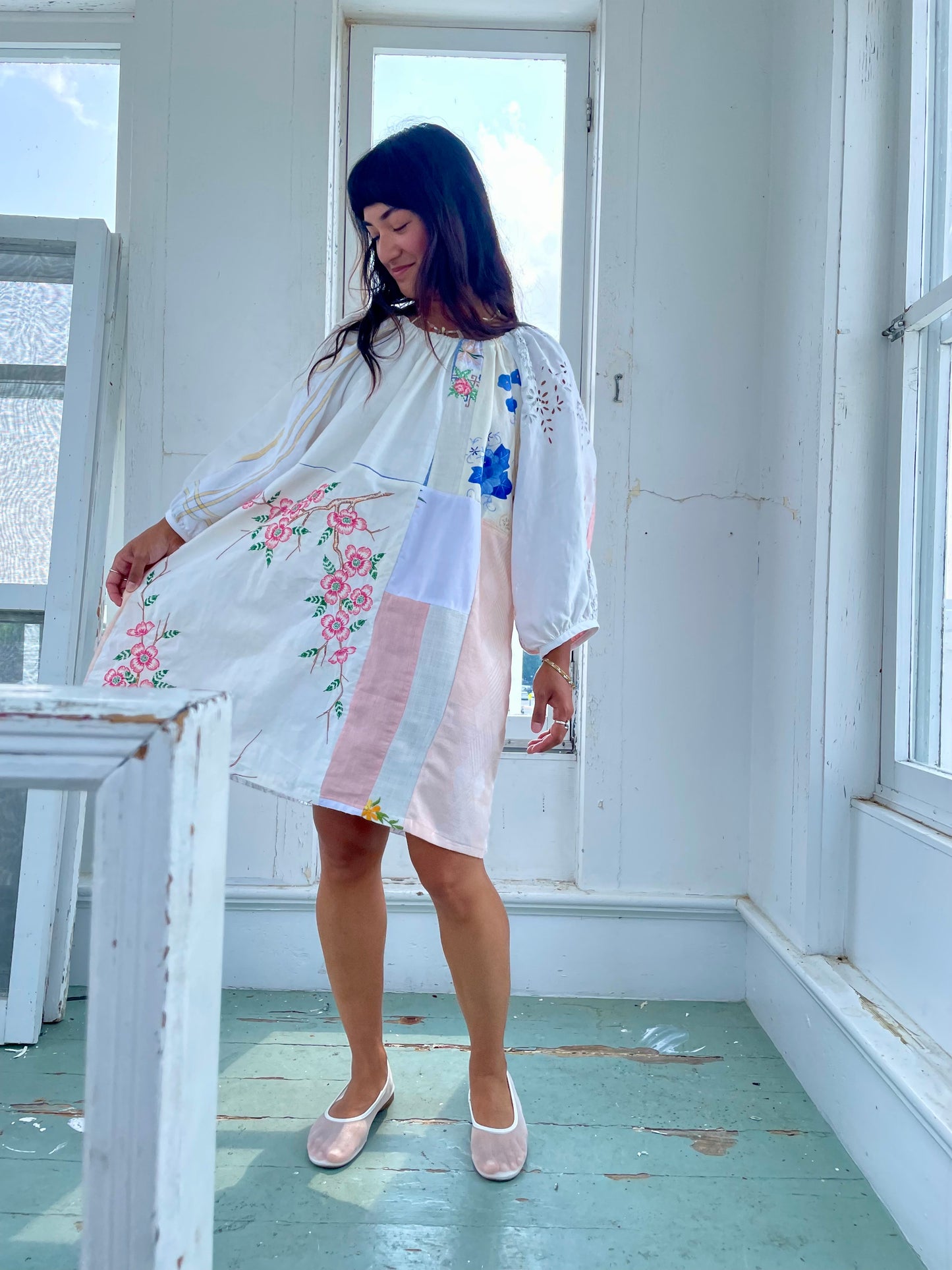 Linen Patchwork Dress - Dogwood