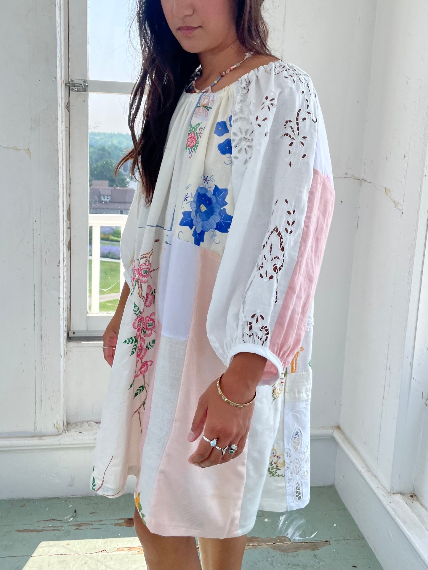 Linen Patchwork Dress - Dogwood