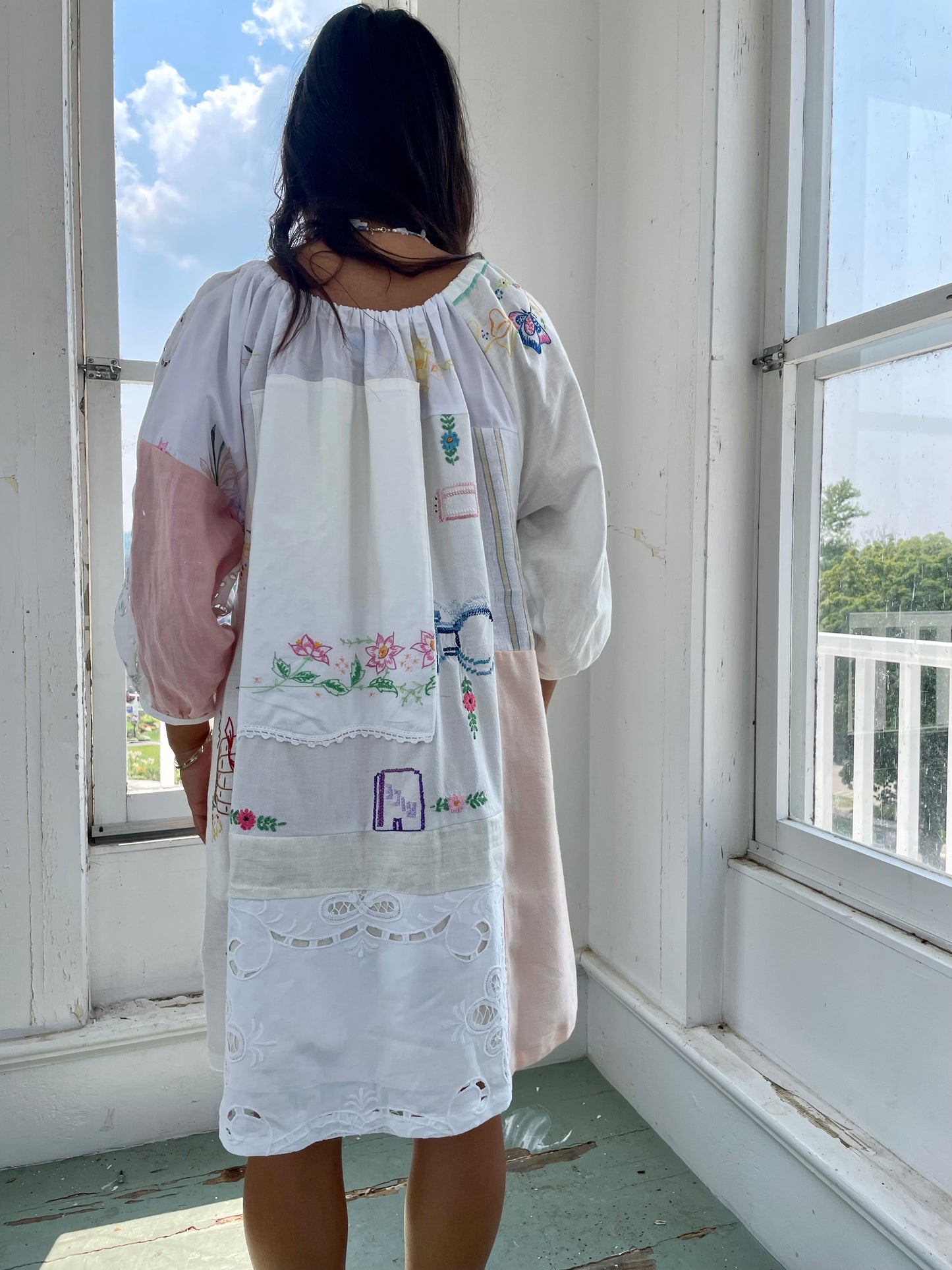 Linen Patchwork Dress - Dogwood