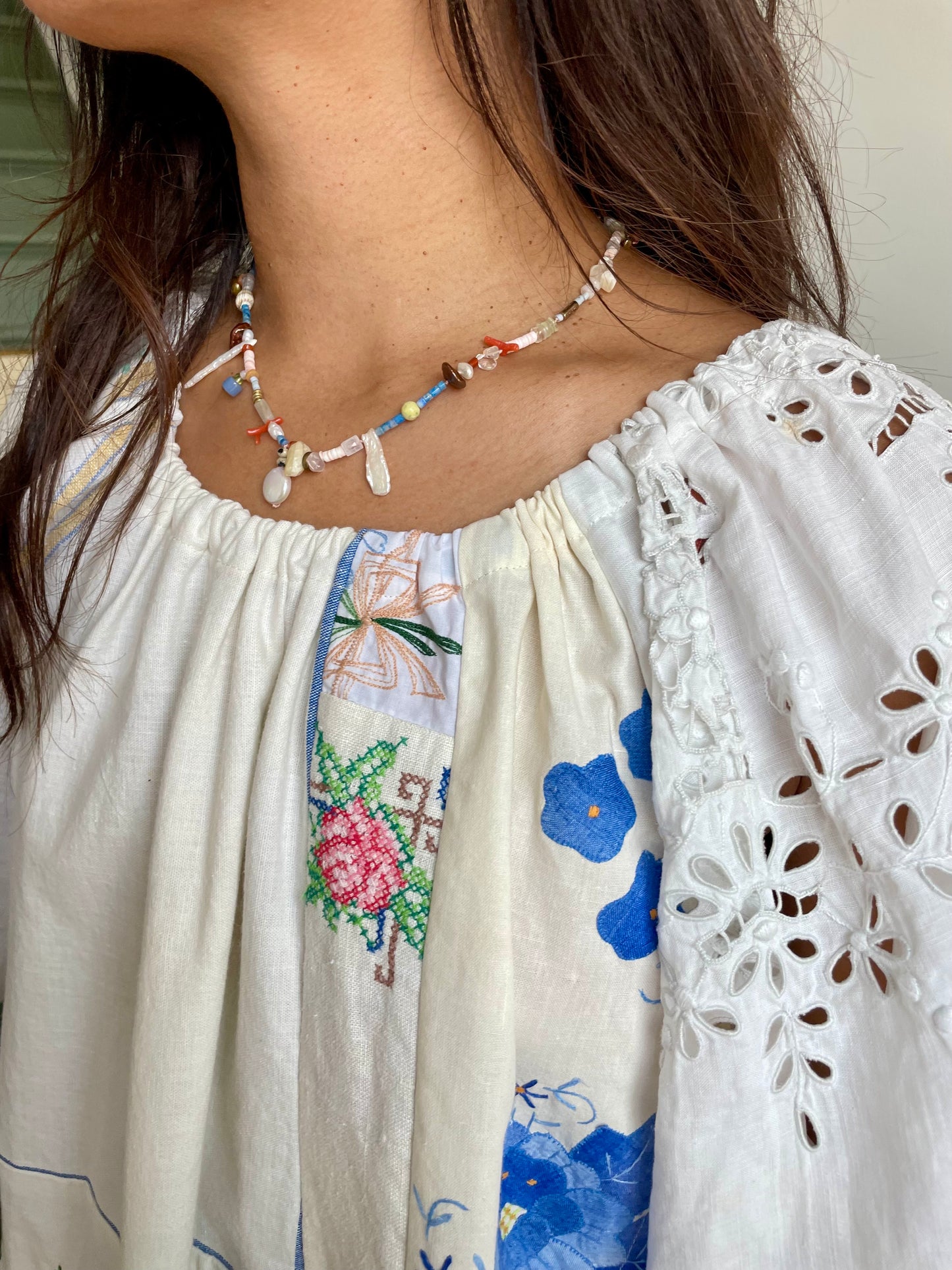 Linen Patchwork Dress - Dogwood