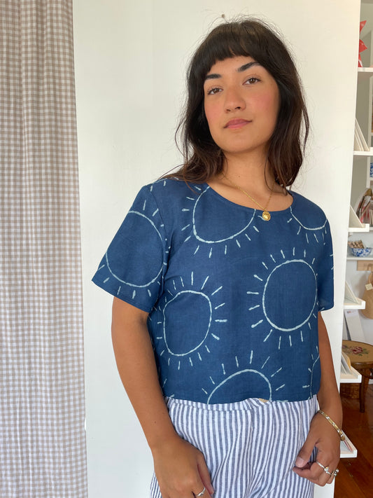 Block Print Silk Sol Top