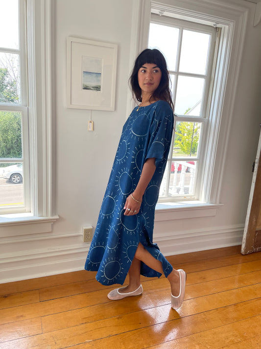 Block Print Silk Sol Dress
