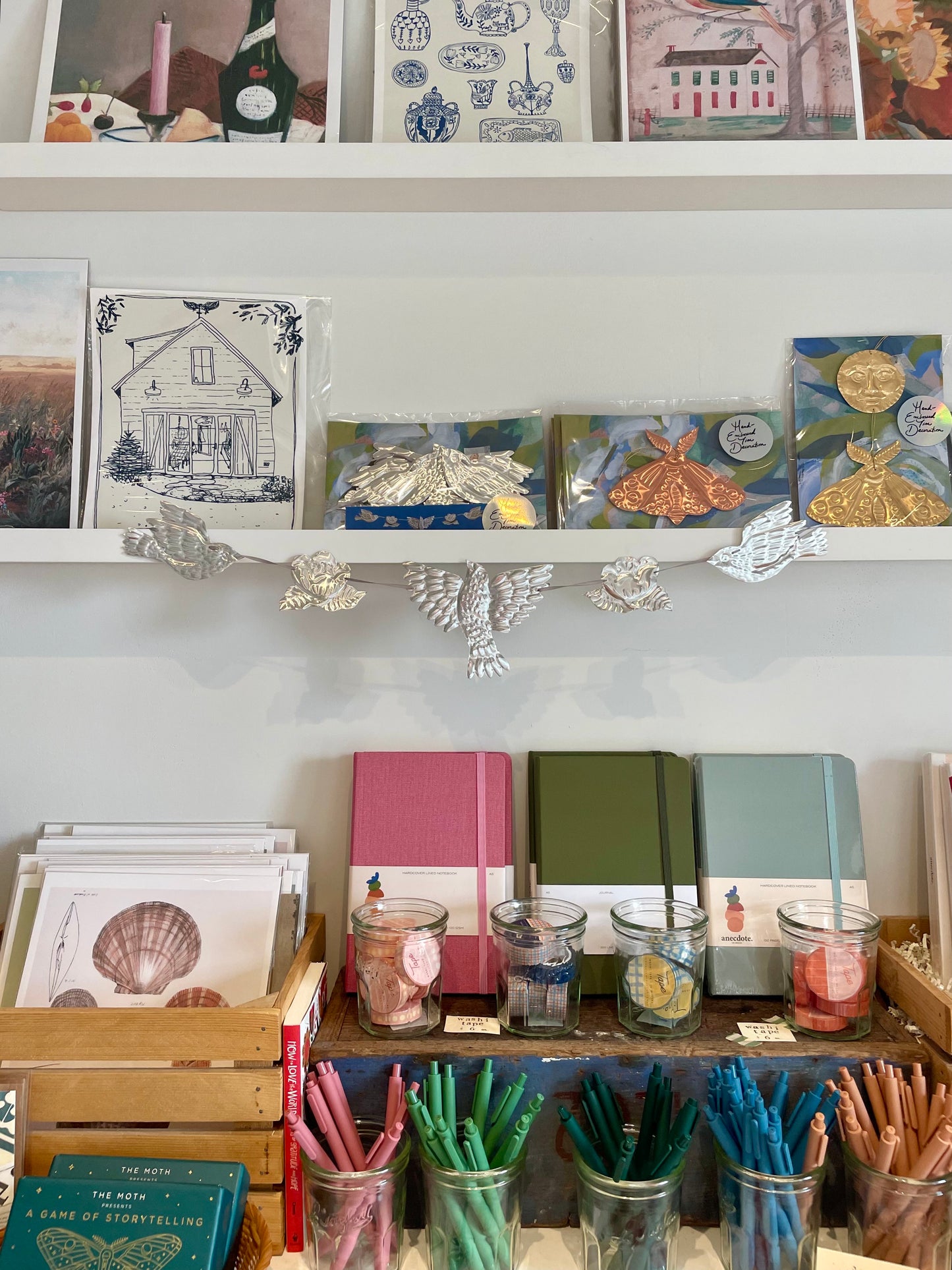 Bird and Moth Embossed Tin Decoration