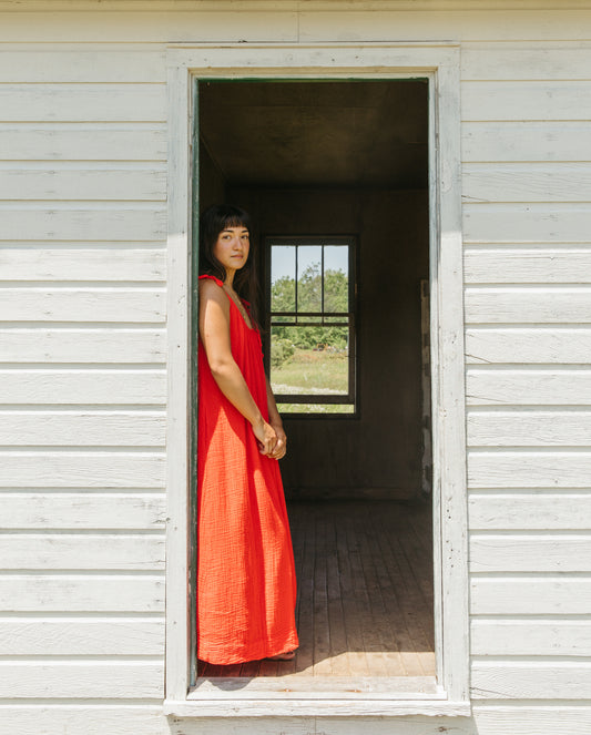 Organic Gauze Dress - Cherry