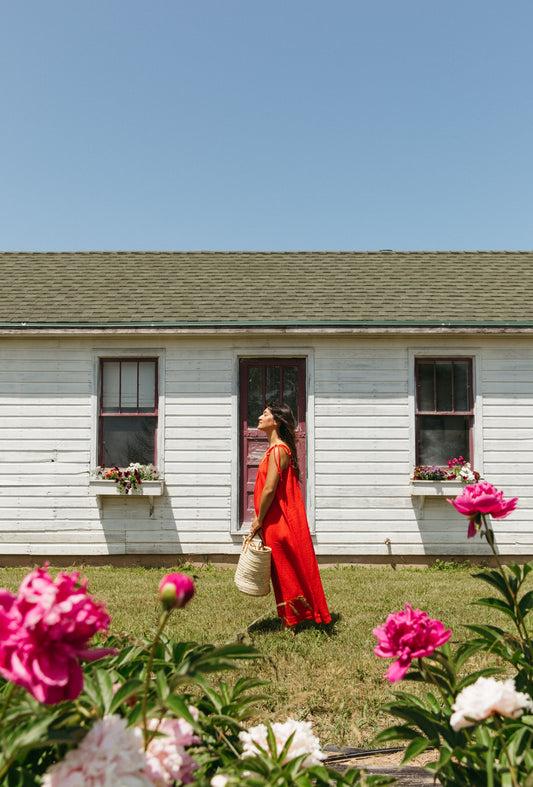 Organic Gauze Dress - Cherry