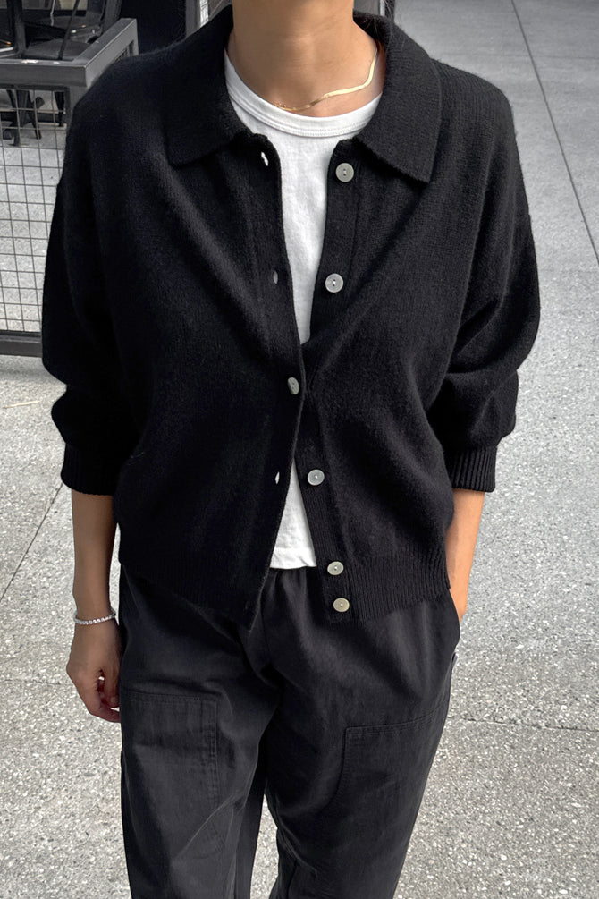 Lou Cashmere Cardigan | Black