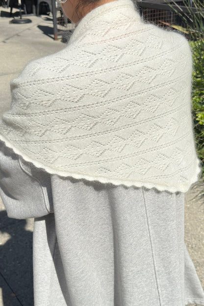 Mohair Pointelle Shawl | Pearl