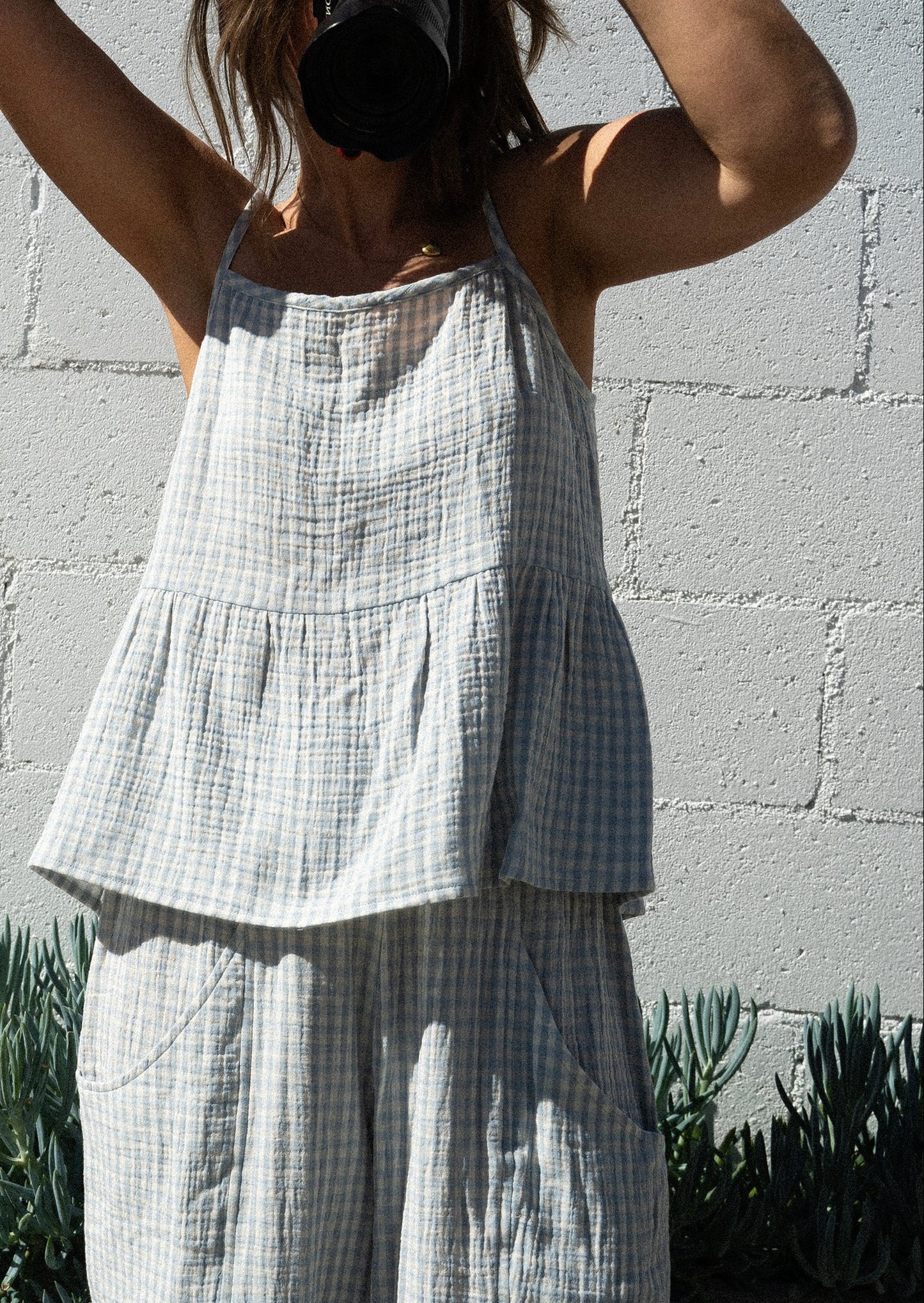 Dune Top | Sky Gingham