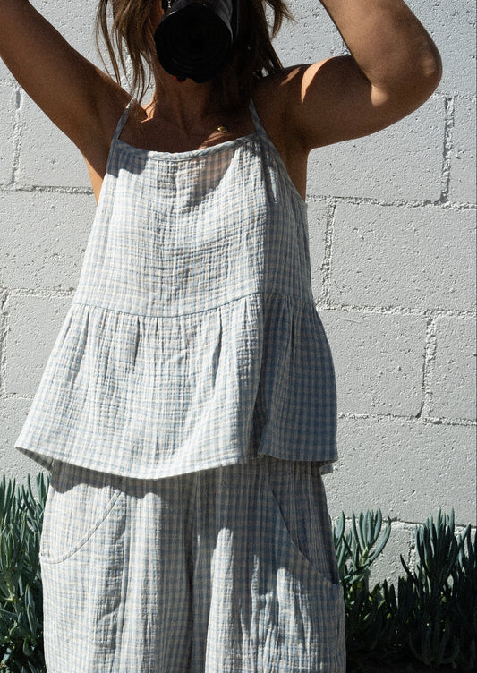 Dune Top | Sky Gingham