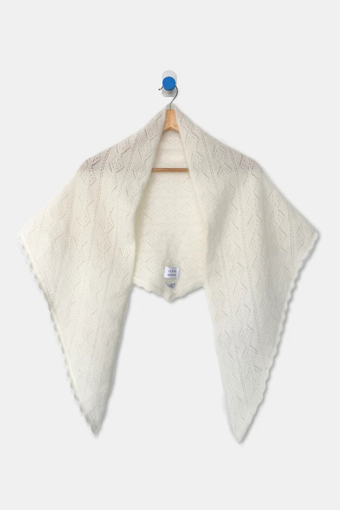 Mohair Pointelle Shawl | Pearl