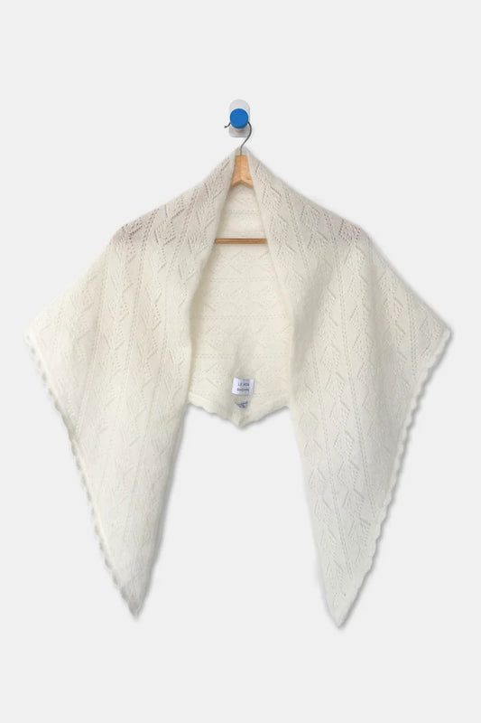Mohair Pointelle Shawl | Pearl