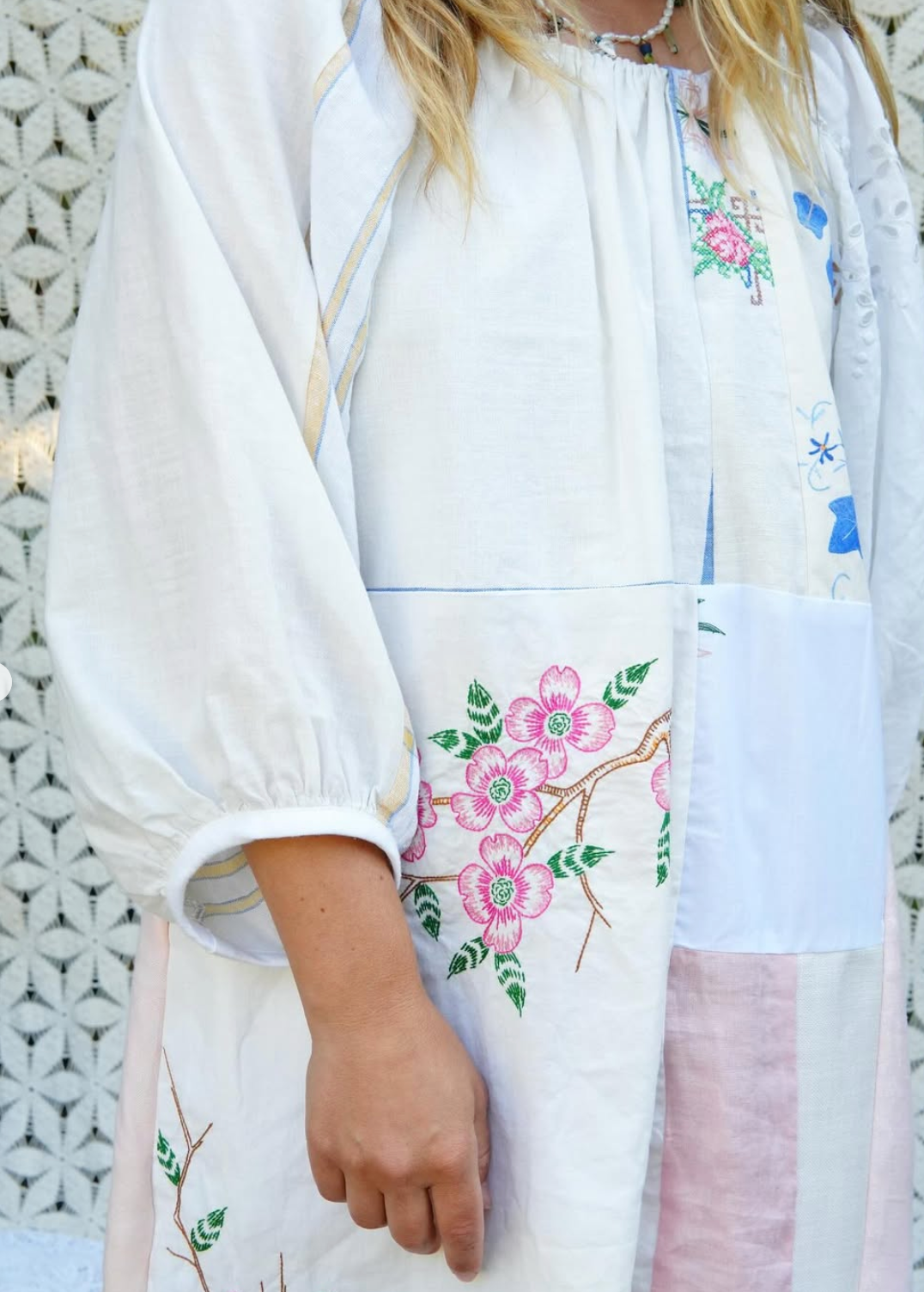 Linen Patchwork Dress - Dogwood