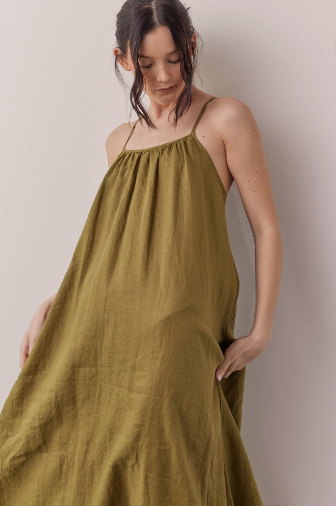 Linen Back Tie Dress