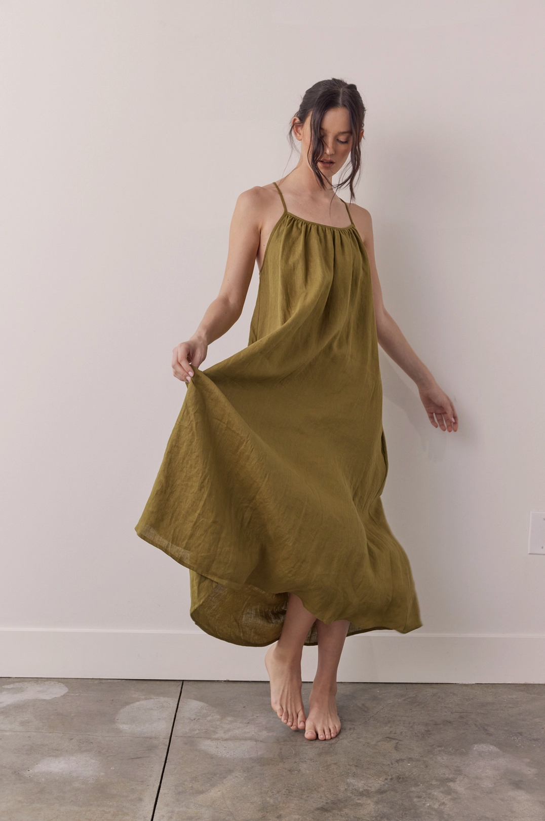 Linen Back Tie Dress