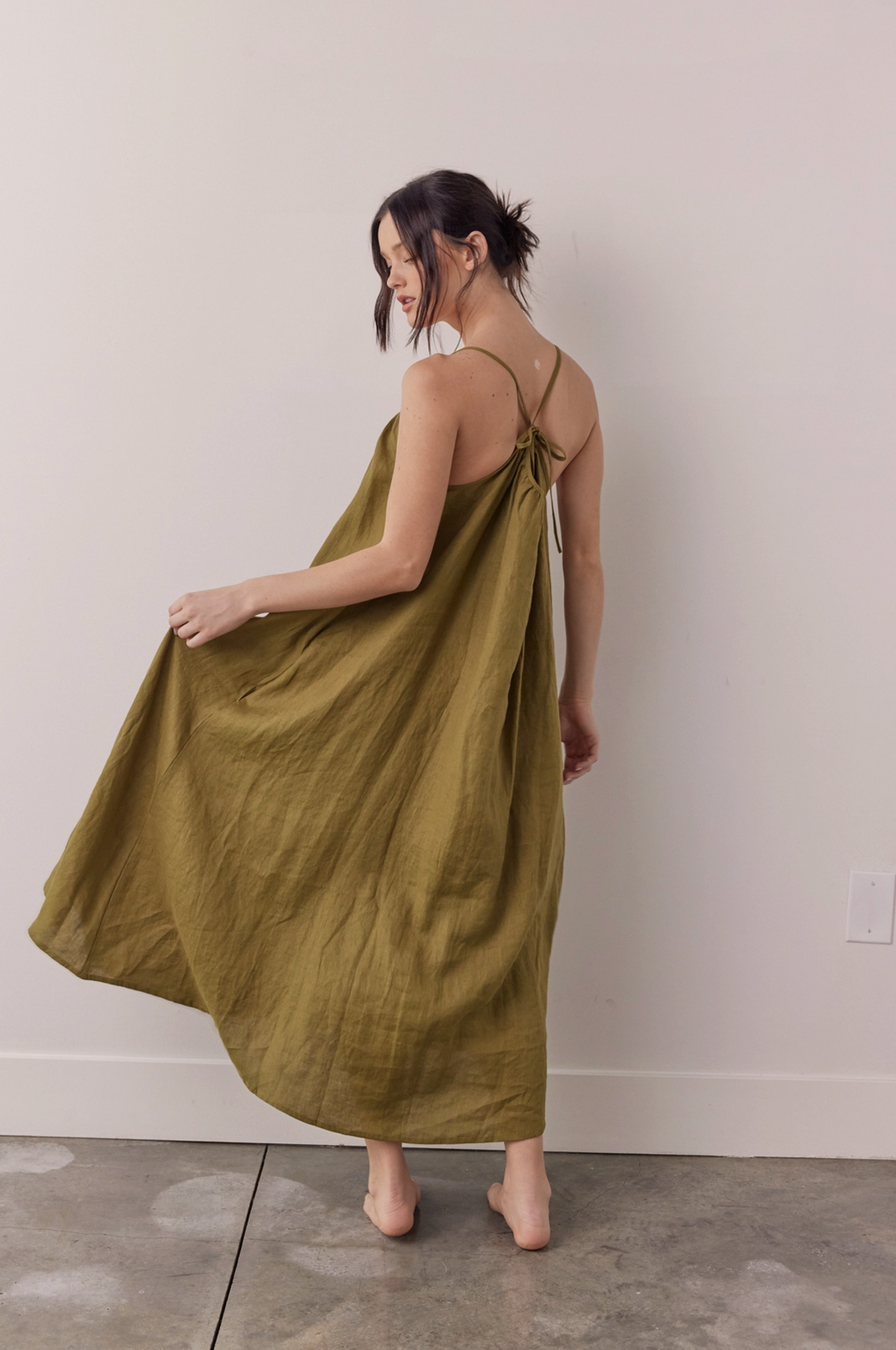 Linen Back Tie Dress