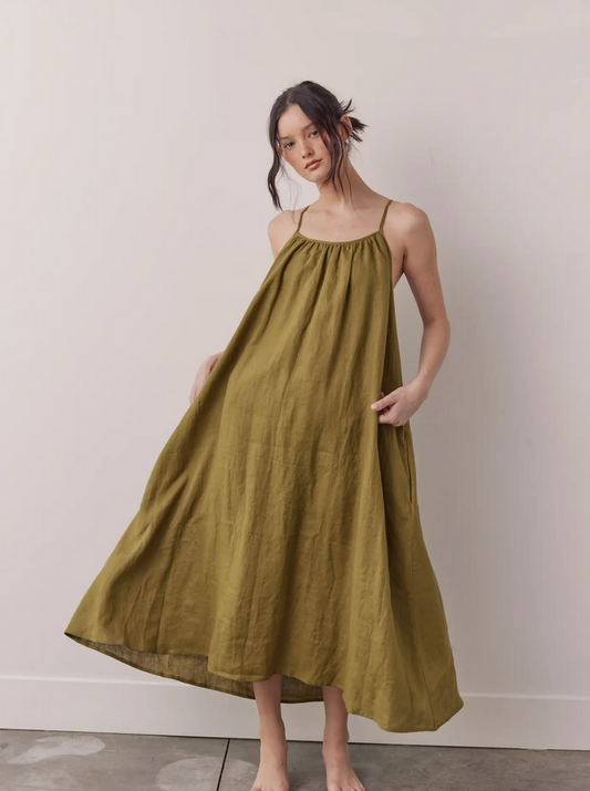 Linen Back Tie Dress