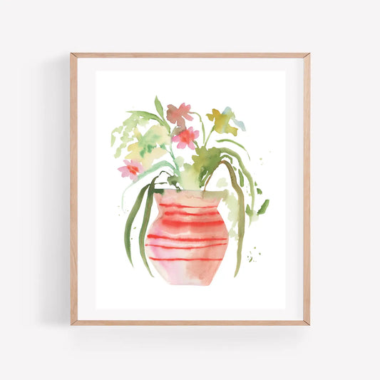 Watercolor Vase Arrangement - Original Art Print