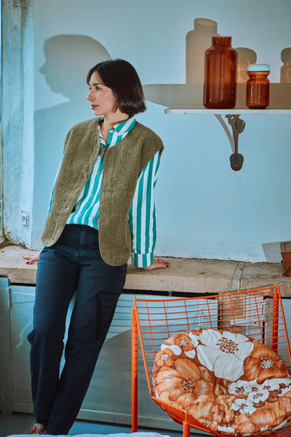 Sheeps Wool Vest | Taupe Green