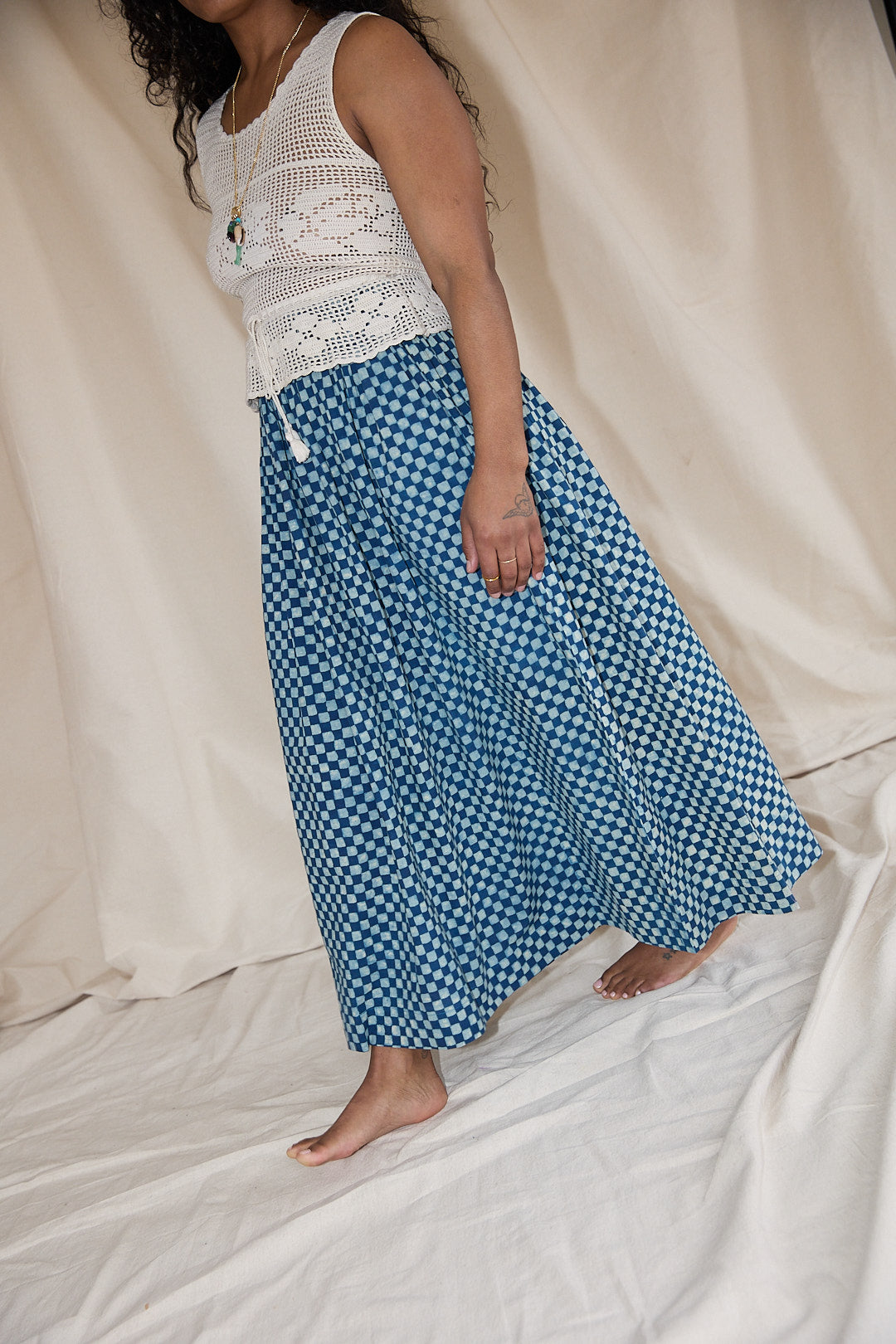 Block Printed Indigo Skirt