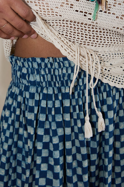 Block Printed Indigo Skirt