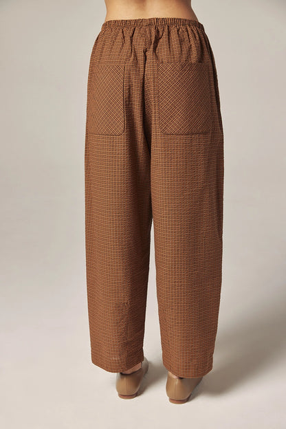 Drawstring Plaid Pants