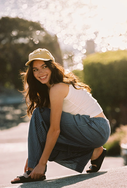 Laundered Stripe Pant | Blue Linen