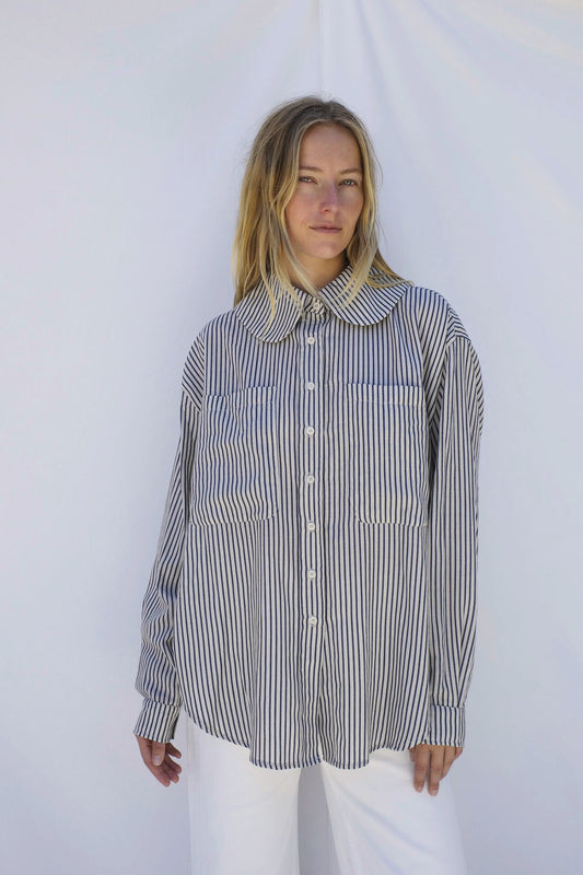Hollis Oversized Shirt | Regatta Navy Stripe
