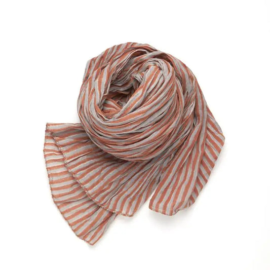 Organic Cotton Stripe Scarf - Soft Apricot