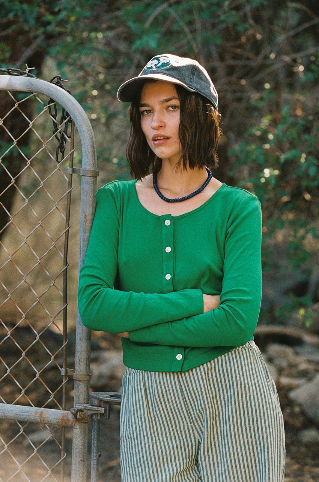 Stripe Washed Trouser - Green