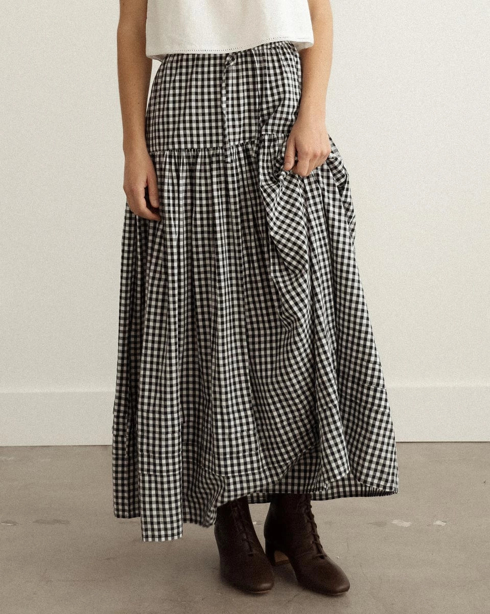 Gardenne Gingham Midi Skirt