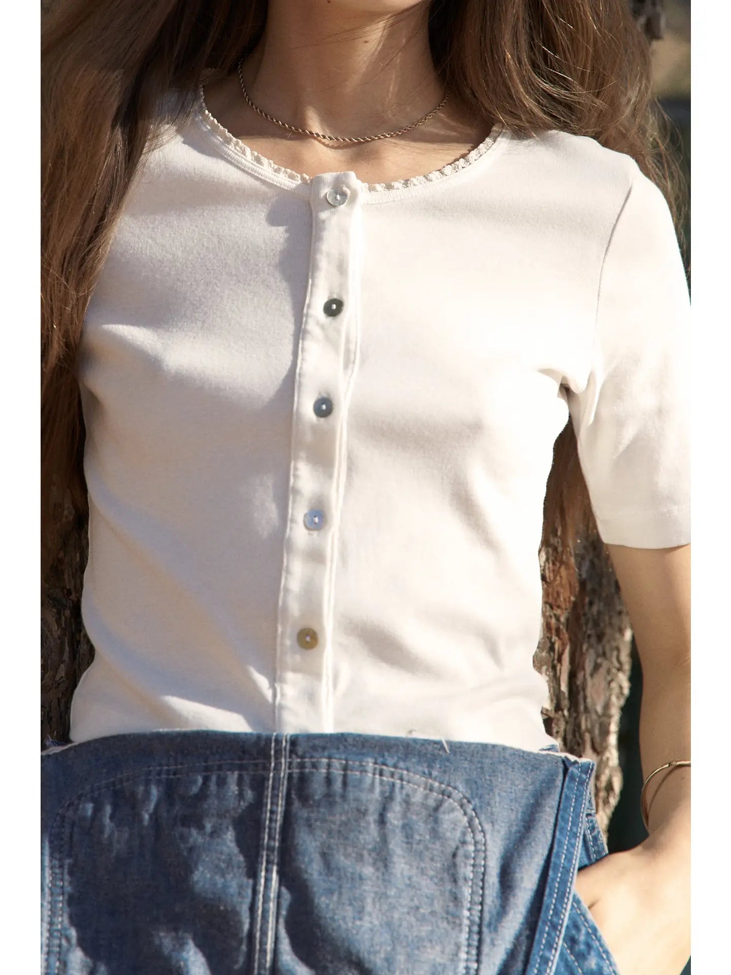 Short Sleeve Organic Cardi | Ivory
