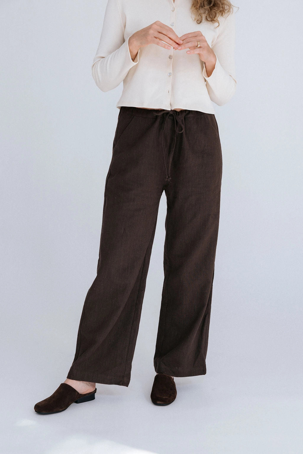 Phoebe Linen Pant - Chocolate