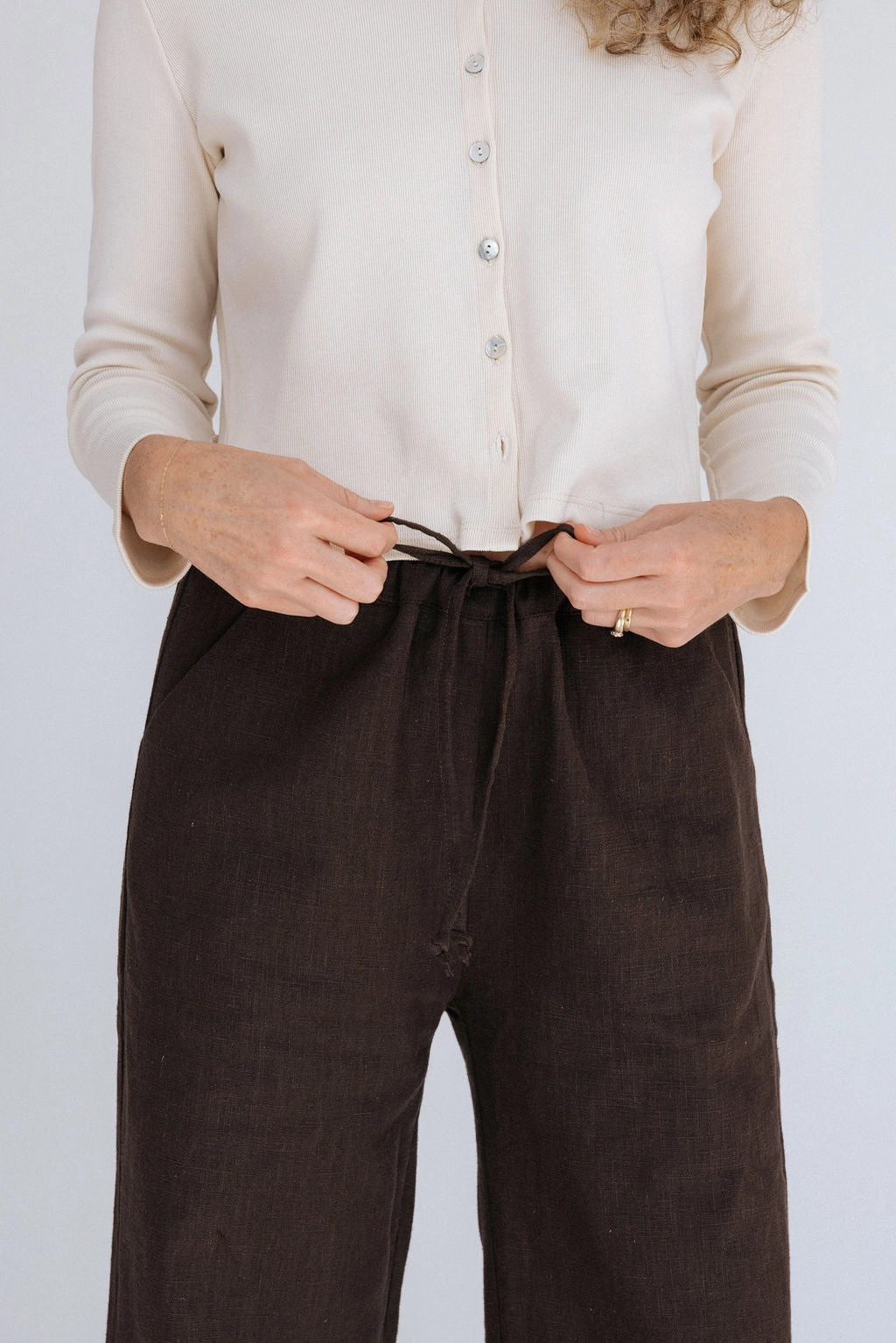 Phoebe Linen Pant - Chocolate