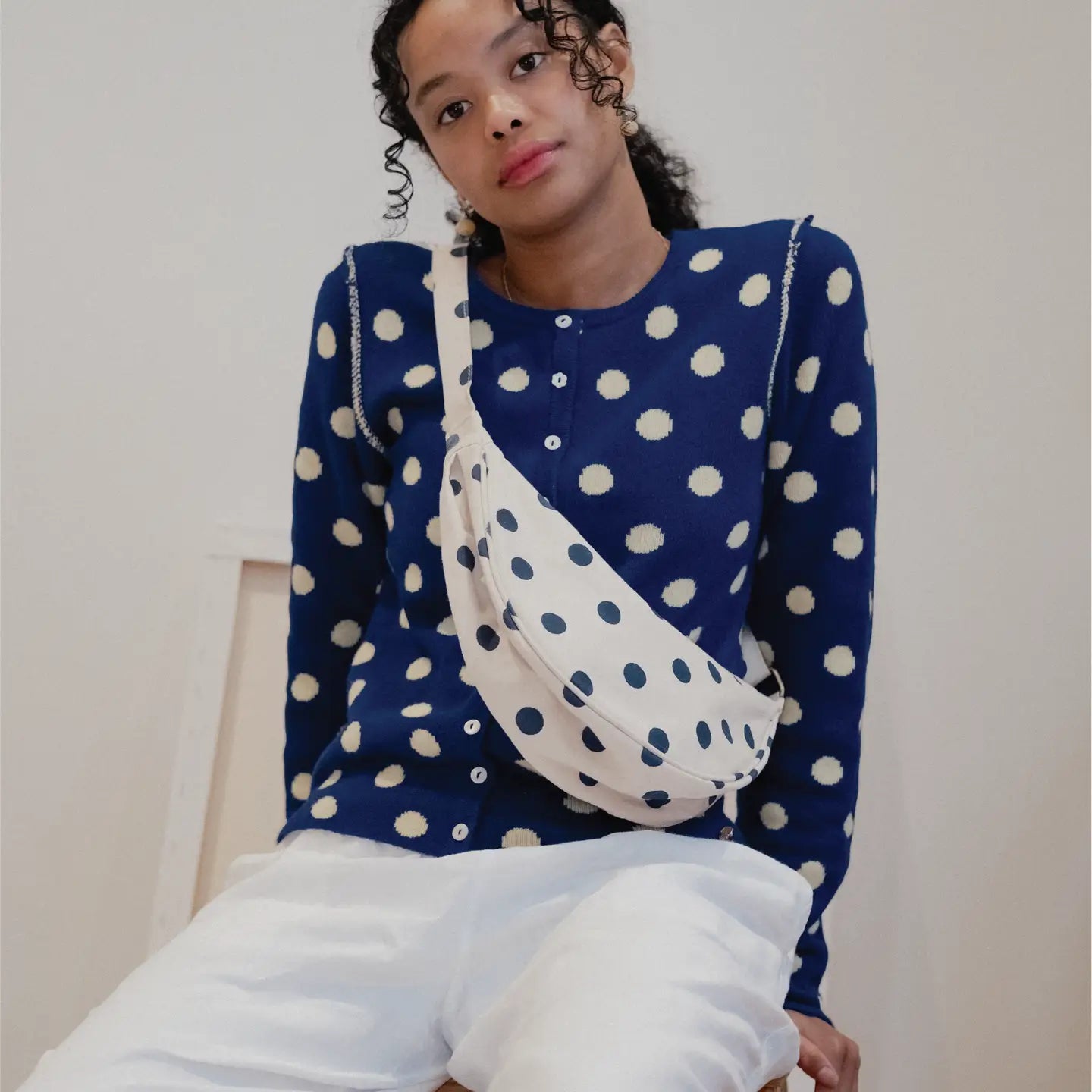Moon Sling Bag | Indigo Dot