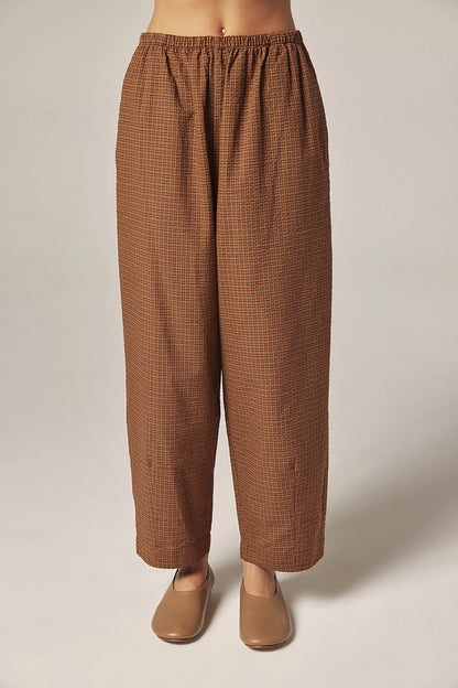 Drawstring Plaid Pants