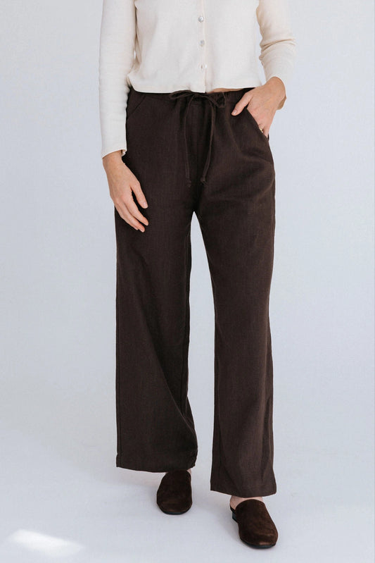 Phoebe Linen Pant - Chocolate