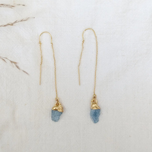 Raw Aquamarine Threader Earrings